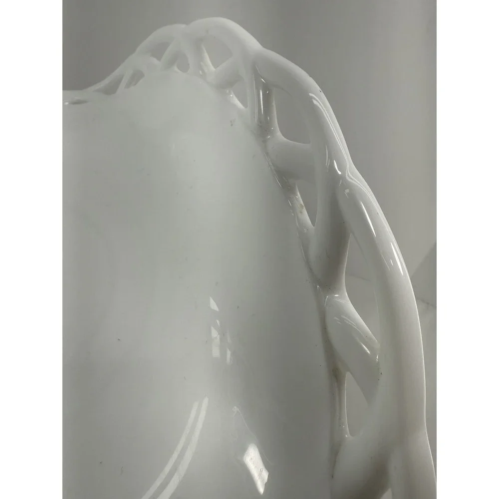 Vintage Colony Milk Glass Open Lace Pedestal Compote Fruit Bowl‎ 13.75